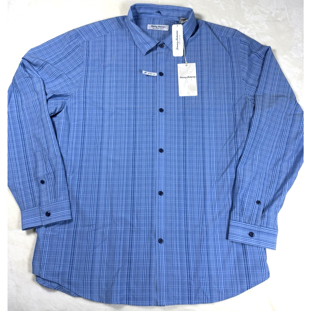 Tommy Bahama Long Sleeve Shirt Mens XXL Blue Check NWT Islandzone Performance